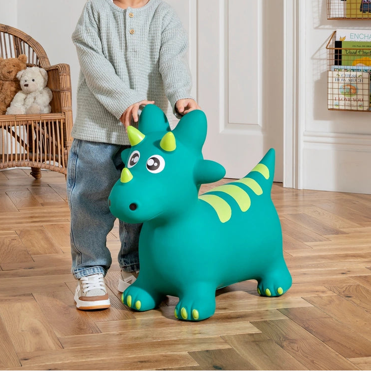 Big Steps Inflatable Jumping Dino Ride On Green