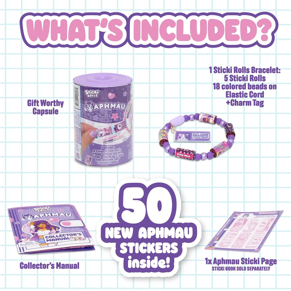 Sticki Rolls Aphmau Sticker Bracelet Set With 50 Stickers