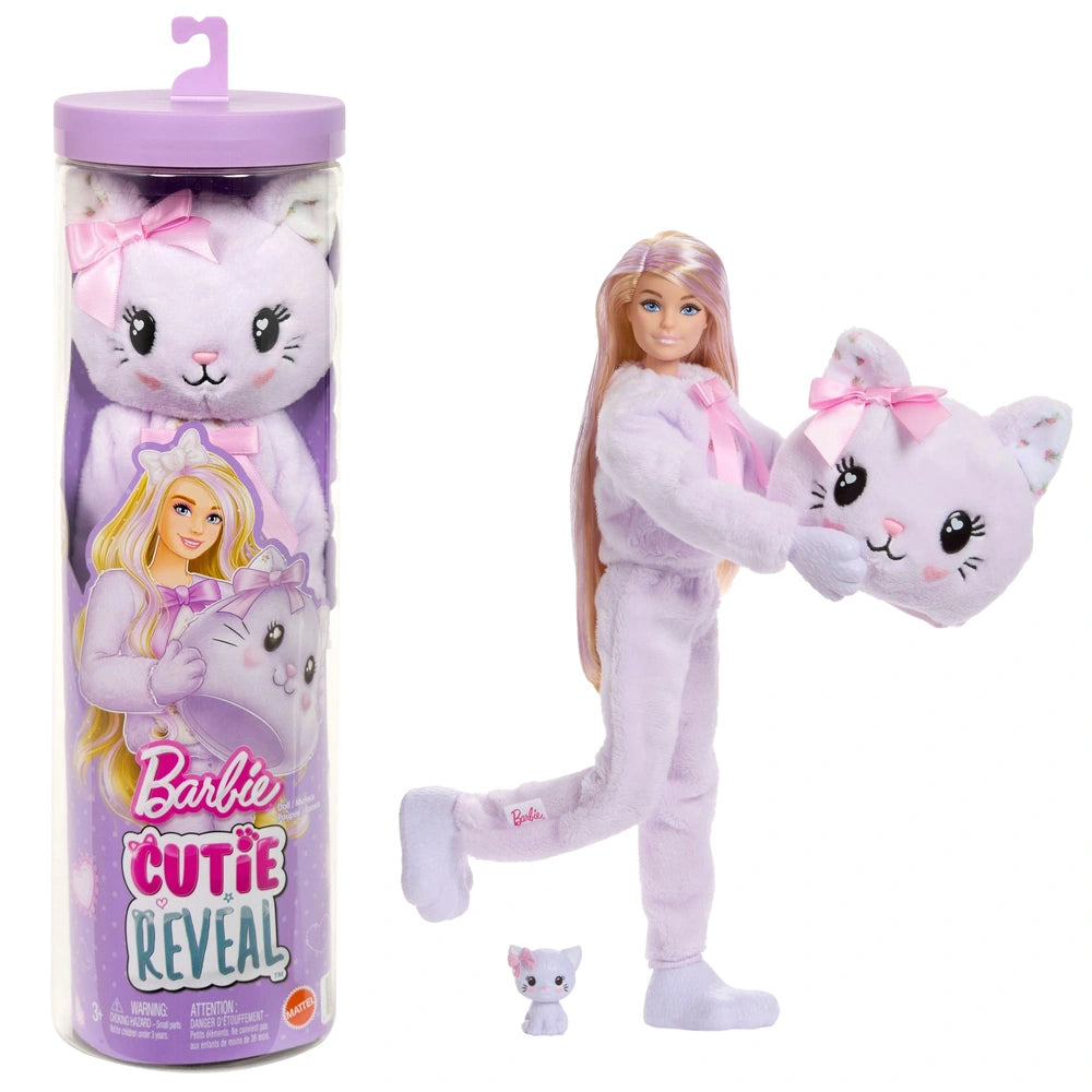 Barbie Cutie Reveal Cuddly Series Purple Kitten Doll