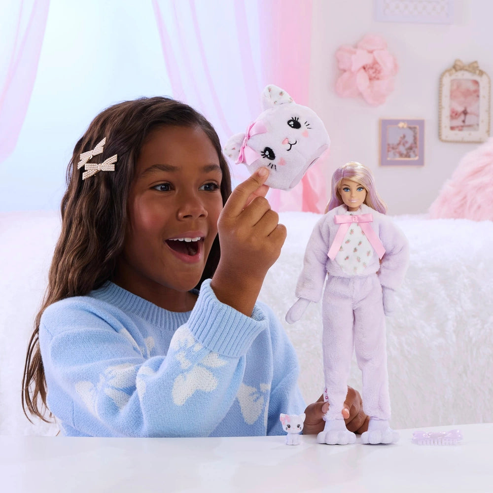 Barbie Cutie Reveal Cuddly Series Purple Kitten Doll
