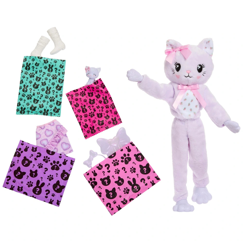 Barbie Cutie Reveal Cuddly Series Purple Kitten Doll