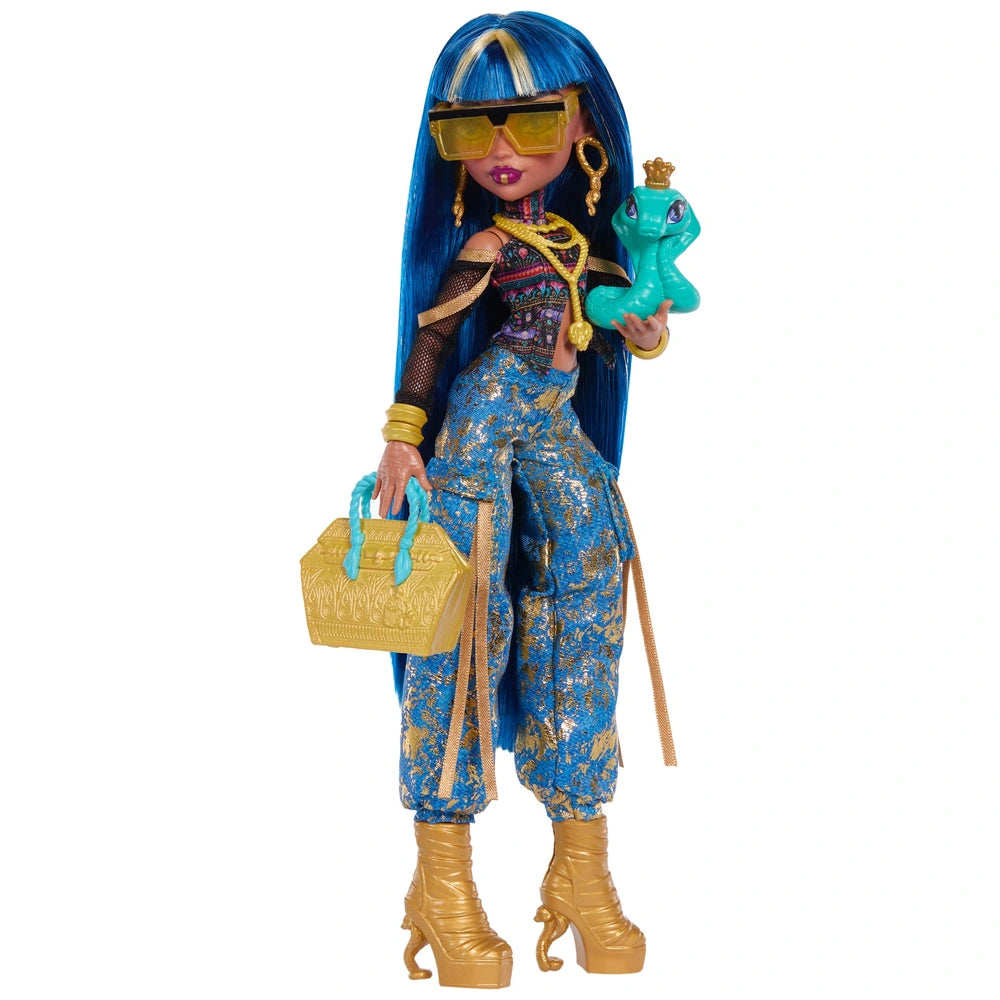 Monster High Cleo De Nile Fashion Doll In Cargo Pants With Pet Hissette And 7 Accessories