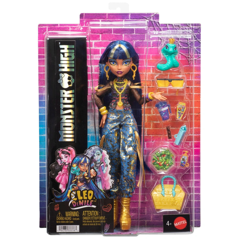 Monster High Cleo De Nile Fashion Doll In Cargo Pants With Pet Hissette And 7 Accessories