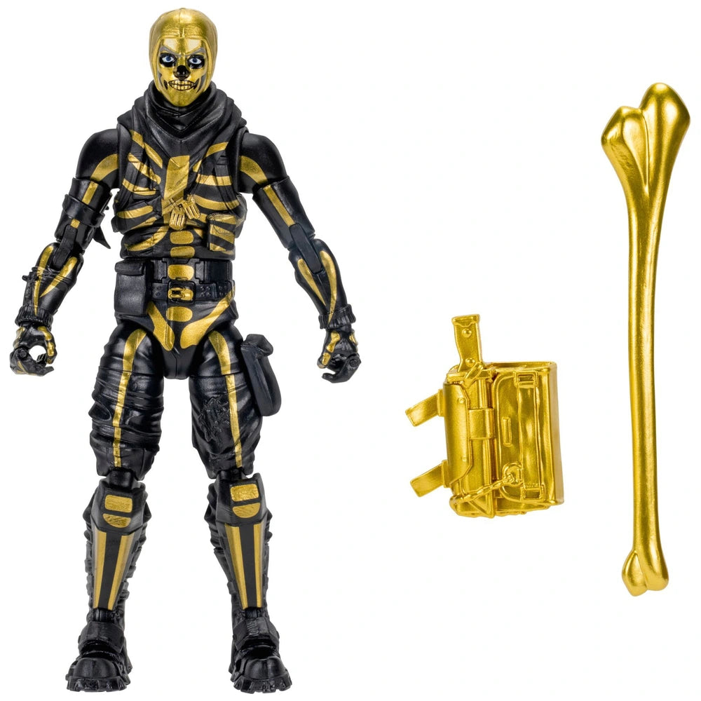 Fortnite Legendary Skull Trooper (Gilded) - 6-Inch Articulated Figure With Harvesting Tool, Back Bling, And Code For Bonus Virtual Item