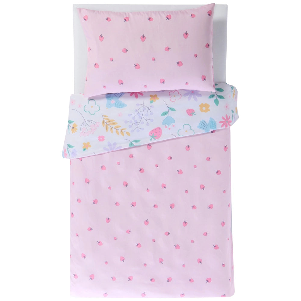 Baby Elegance Toddler Bedding Set Double-Sided Strawberry Meadow