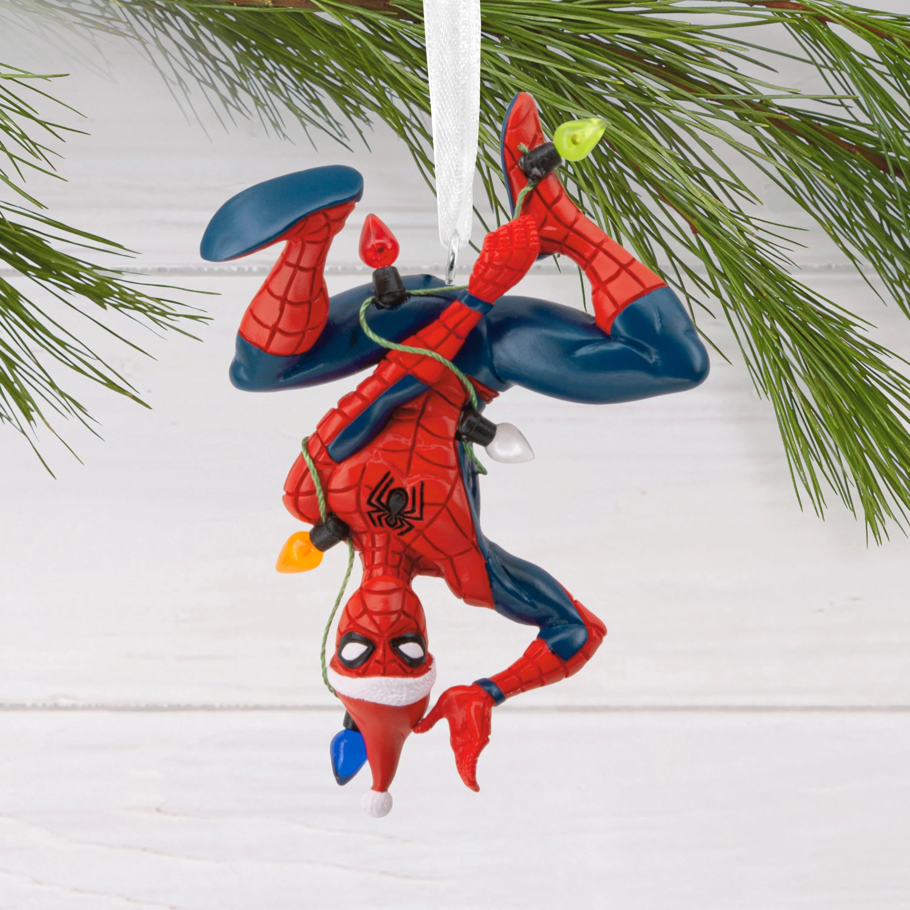 Hallmark Collectable Marvel Spider-Man Tangled In Fairy Lights Ornament