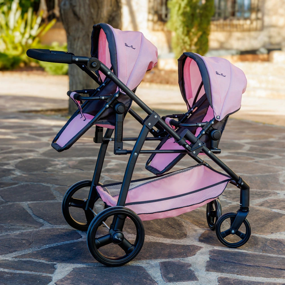 Silver Cross Baby Doll Twin Pram Pink And Black