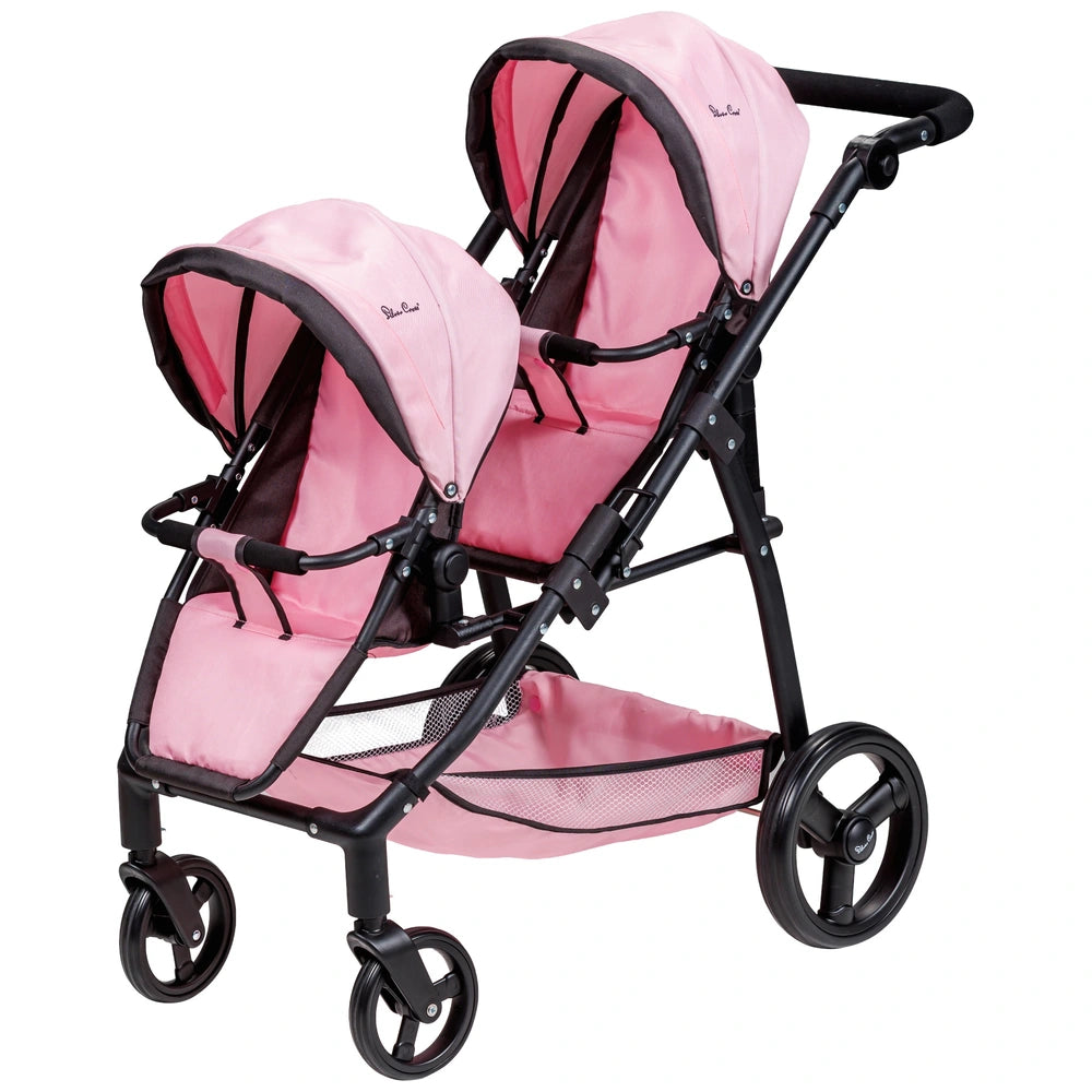 Silver Cross Baby Doll Twin Pram Pink And Black