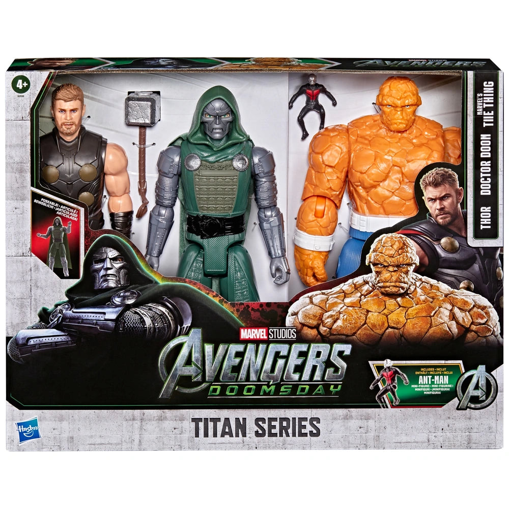 Marvel Avengers: Doomsday Action Figures Titan Series Thor, Doctor Doom, The Thing 3 Pack