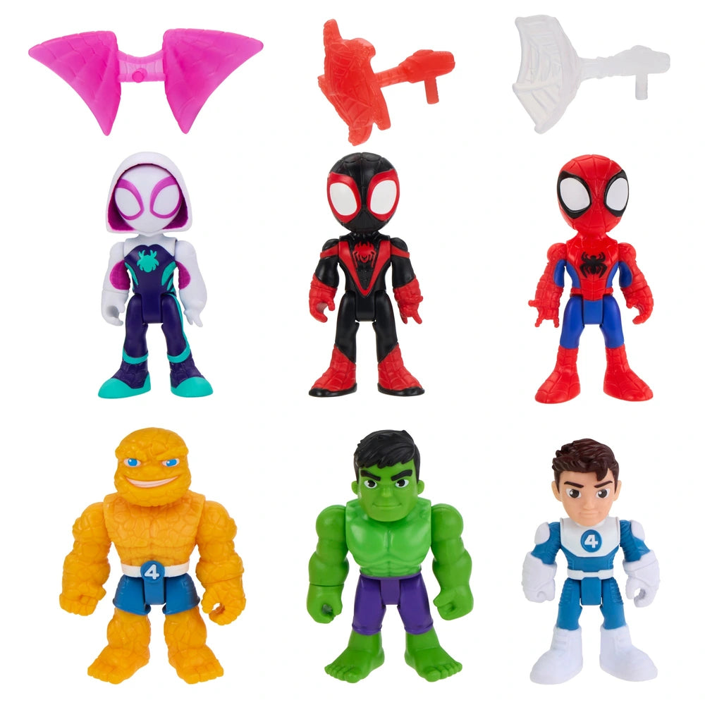 Marvel Spidey And His Amazing Friends Fantastic Pals Pack Action Figure Set 6 Poseable 3-Inch Figures With Accessories