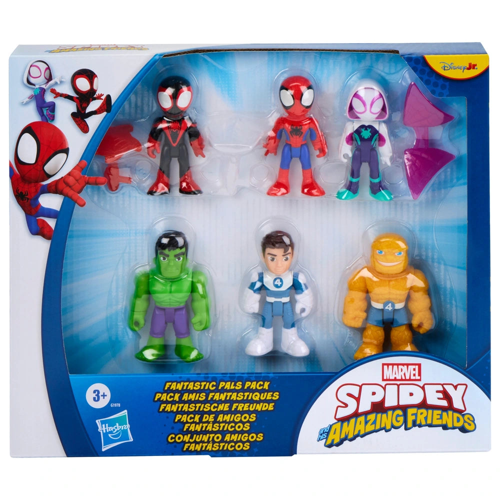 Marvel Spidey And His Amazing Friends Fantastic Pals Pack Action Figure Set 6 Poseable 3-Inch Figures With Accessories