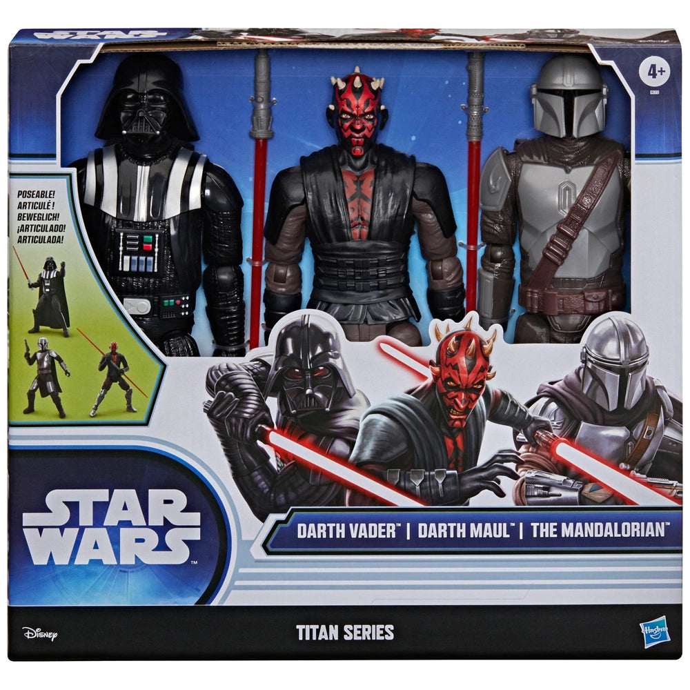 Star Wars Titan Series Action Figures Darth Vader, Darth Maul And The Mandalorian 3 Pack 30Cm