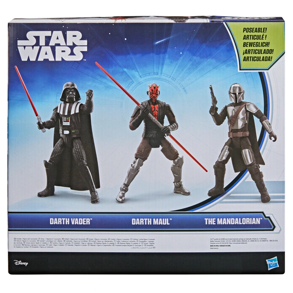 Star Wars Titan Series Action Figures Darth Vader, Darth Maul And The Mandalorian 3 Pack 30Cm