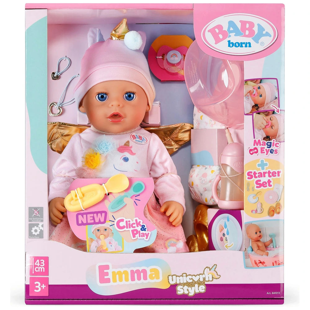 Baby Born Doll Click And Play Unicorn Emma 43Cm