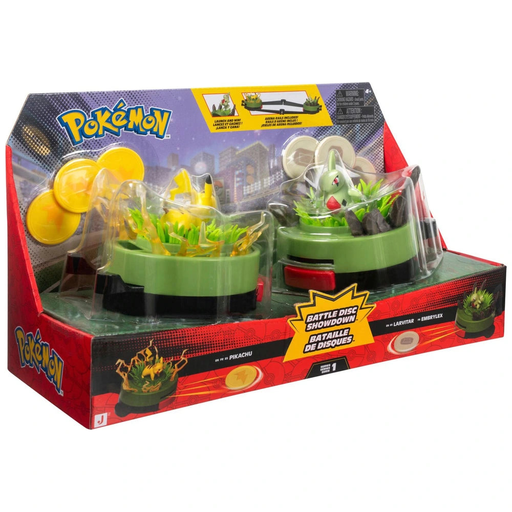 Pokémon Battle Disc Showdown Game With Pikachu And Larvitar Figures