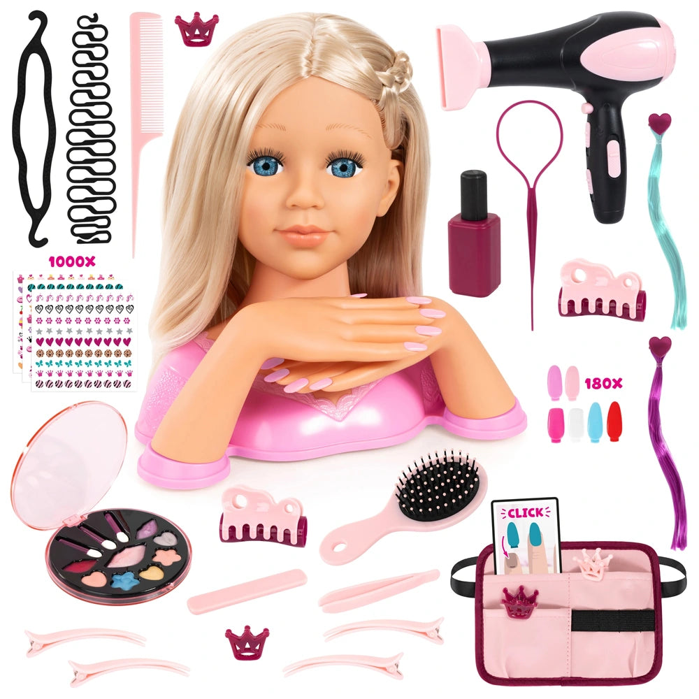 Charlene Magic Nails Hair Styling Head With Working Hair Dryer