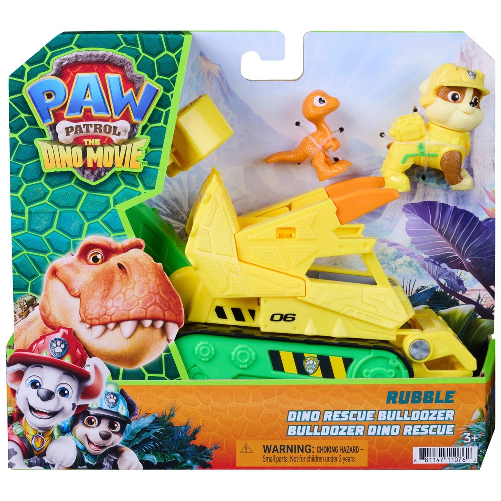 Paw Patrol: The Dino Movie Vehicle Rubble Dino Rescue Bulldozer