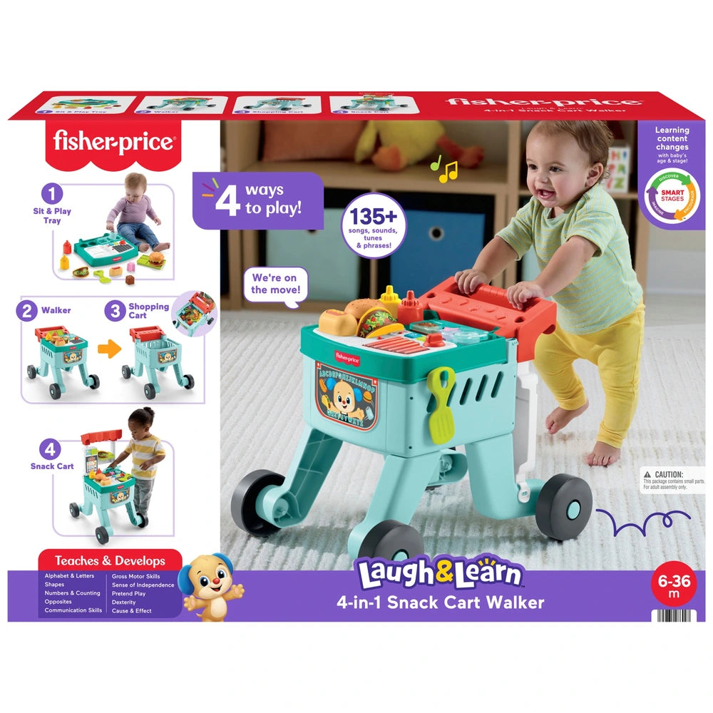 Fisher-Price Laugh & Learn 4-In-1 Snack Cart Walker Set