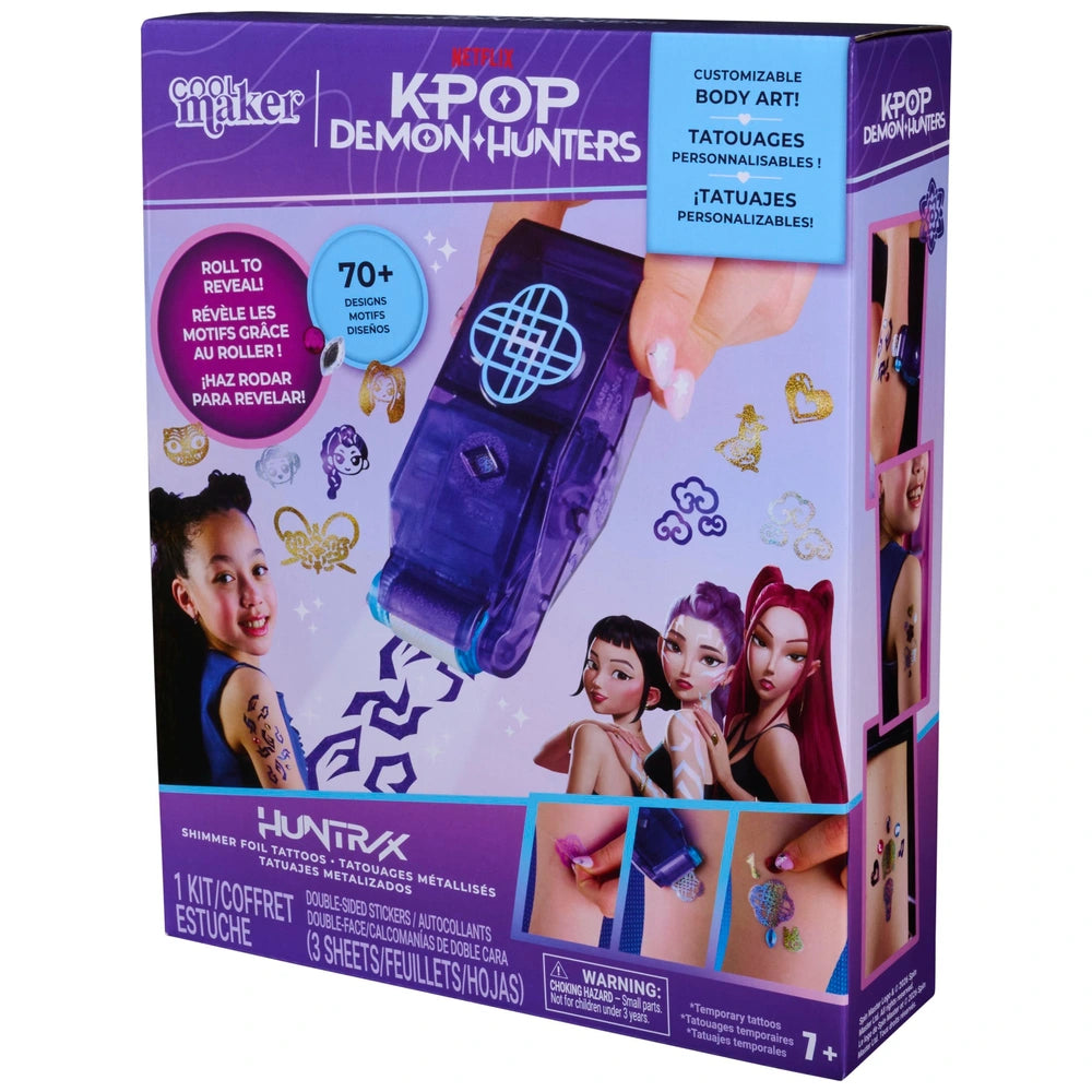 Cool Maker Kpop Demon Hunters Shimmer Foil Tattoo Studio Set