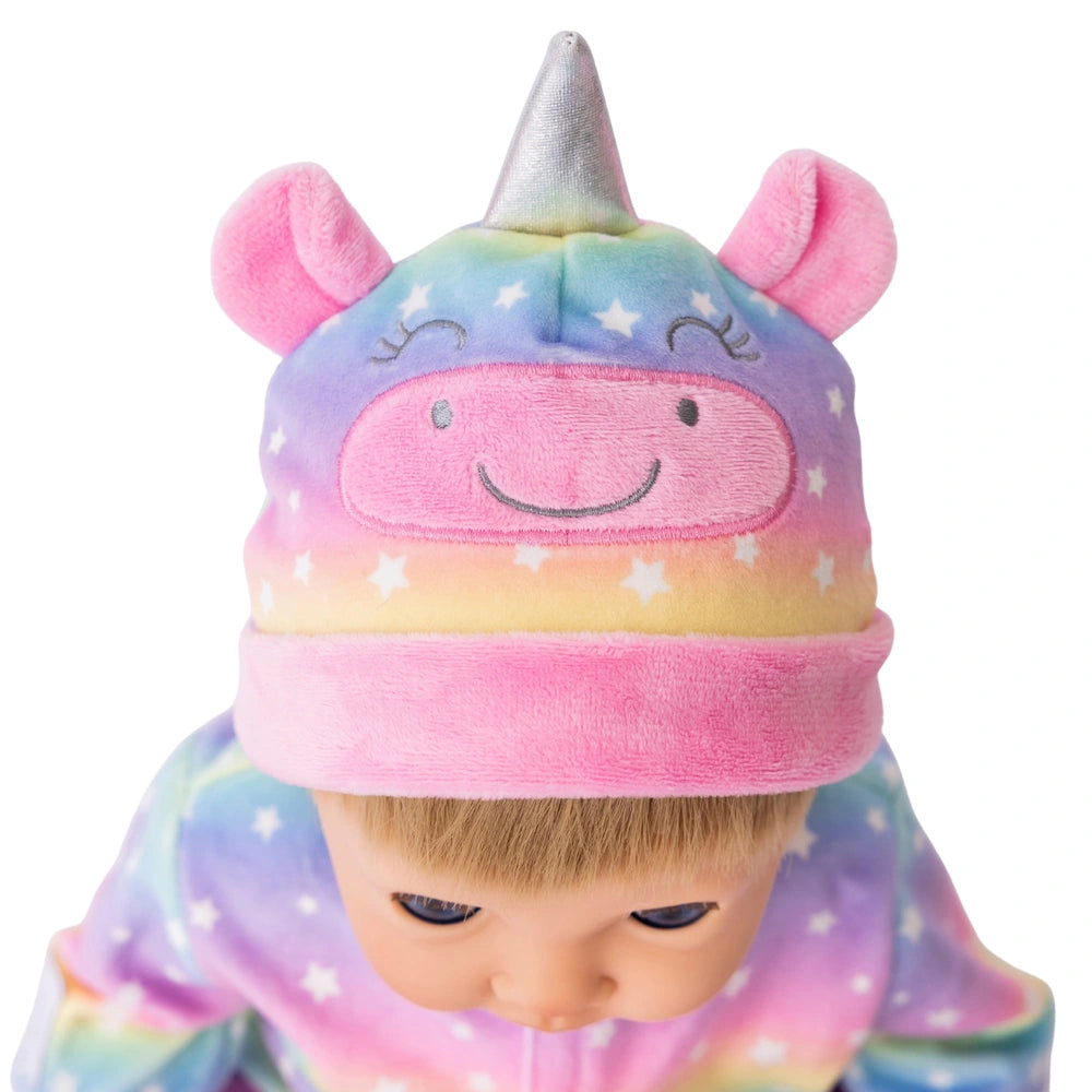 Tiny Treasures Baby Doll Clothes Rainbow Unicorn All-In-One Outfit 44Cm