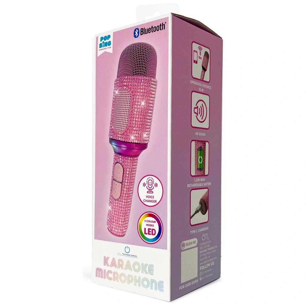 Popsing Wireless Karaoke Microphone Pink Diamante