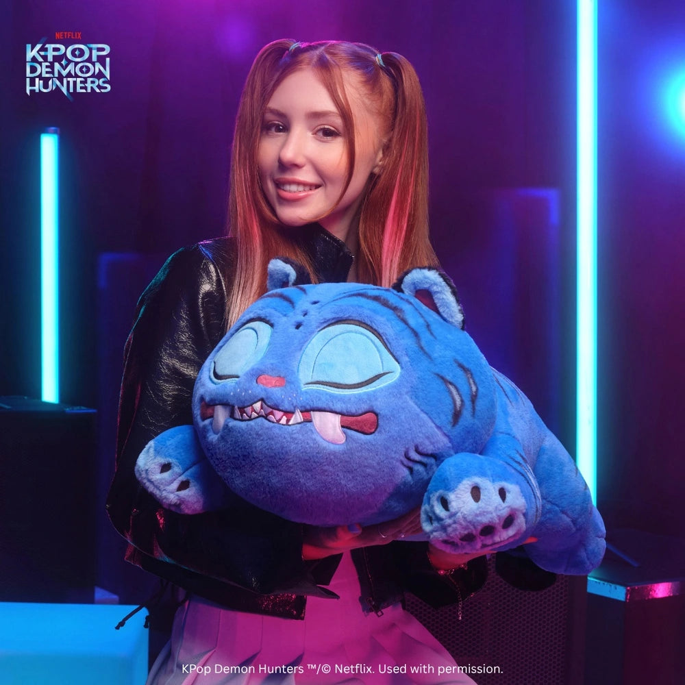 Kpop Demon Hunters 18-Inch Sleeping Derpy Tiger - Hug-Ready Pillow Plush For Fans & Collectors