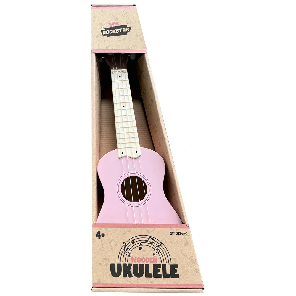Rockstar Junior Wooden Ukulele Pink 53Cm