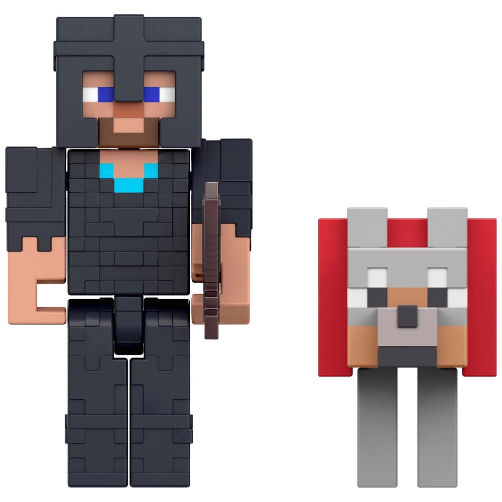 Minecraft Action Figures Steve And Tamed Wolf 2 Pack