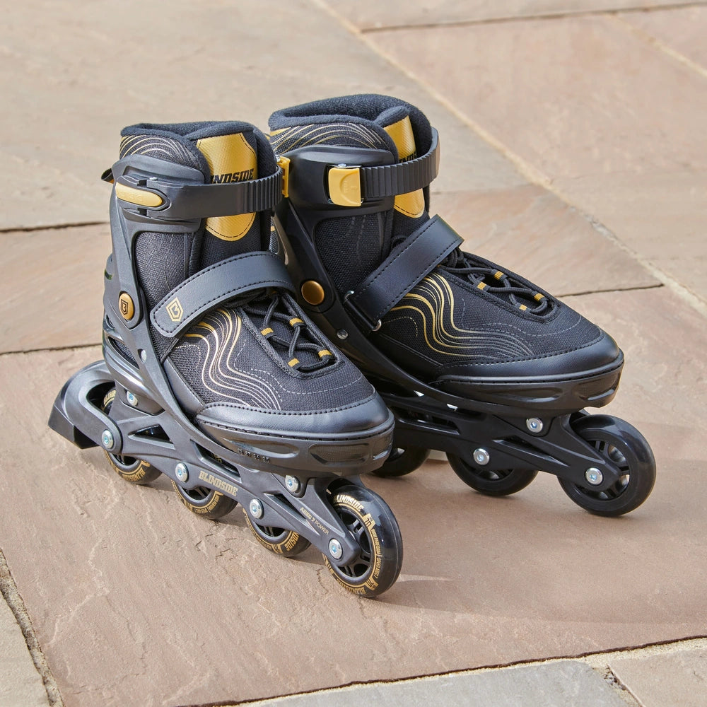 Blindside Inline Skates Black And Gold Uk Size 2 - 4