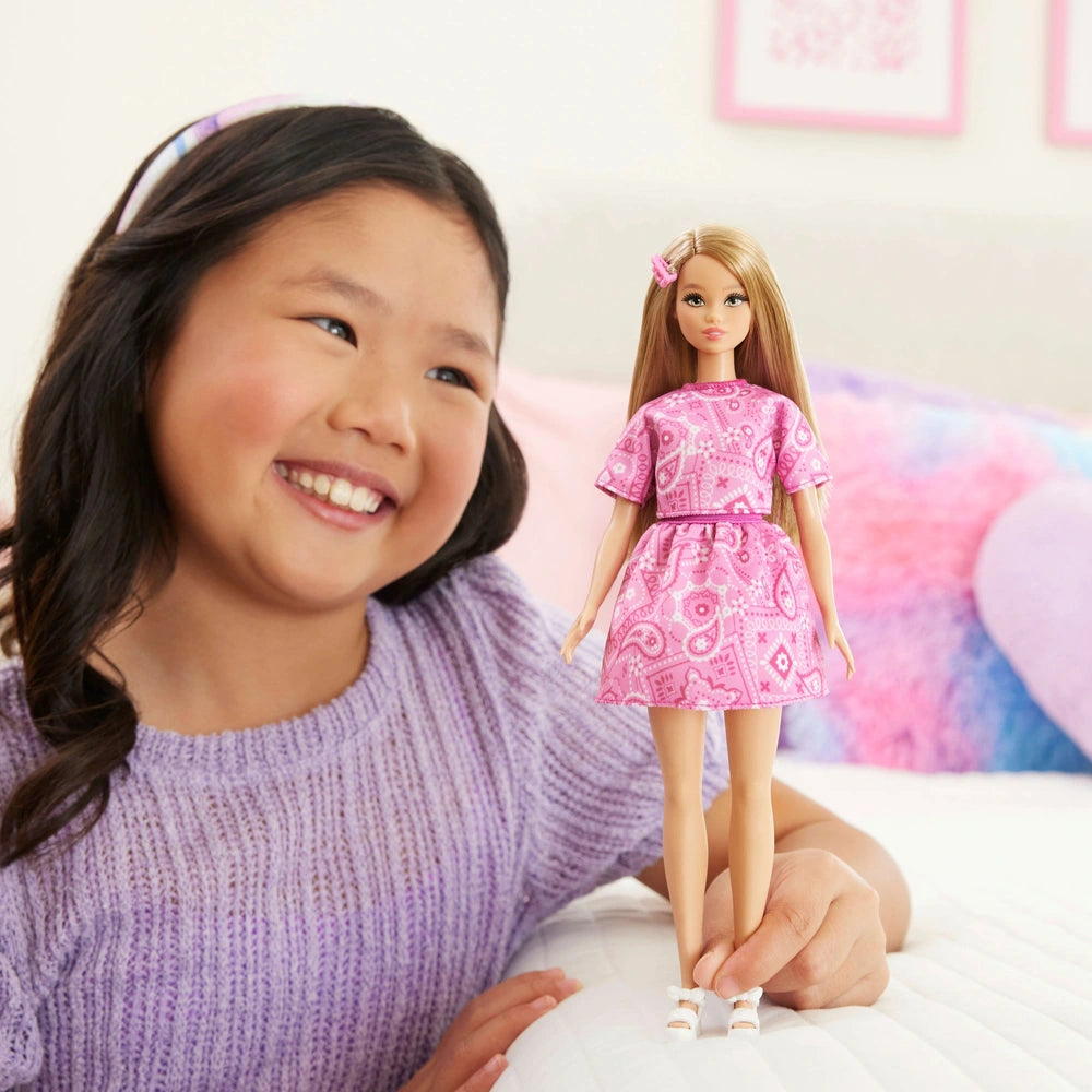 Barbie Fashionistas Doll Pink Paisley Dress