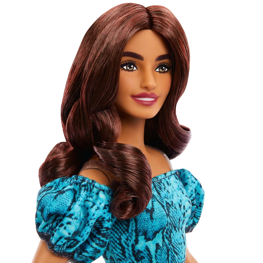Barbie Fashionistas Style Doll With Brown Hair & Teal Animal Print