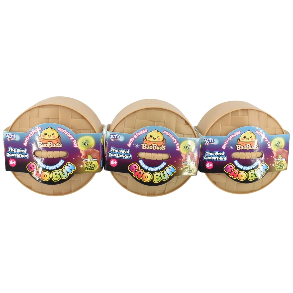 Neon And Glow In The Dark Squishy Dumpling Bao Buns With Dumpling Case Assortment