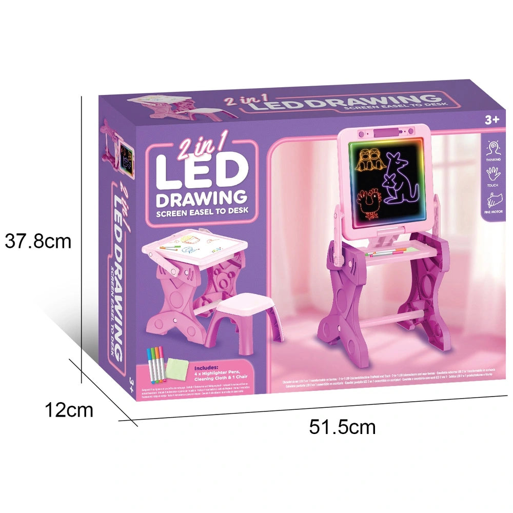 2 In 1 Light Up Glowing Easel And Desk