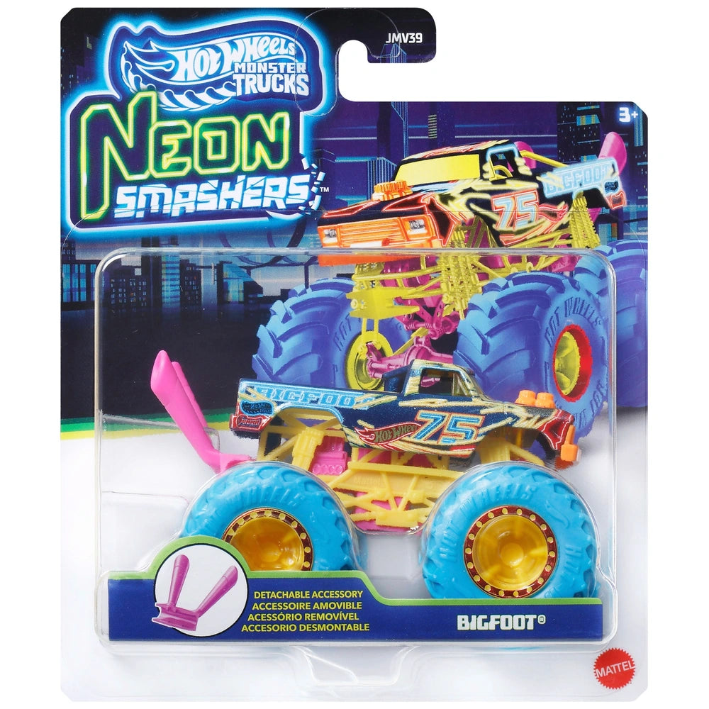 Hot Wheels Monster Trucks Neon Smashers 1:64 Car Assortment