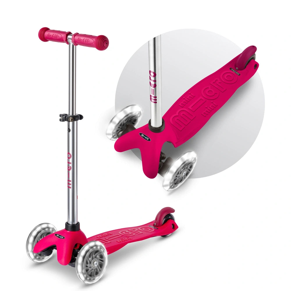 Micro Mini Duo 3 Wheel Scooter With Led Wheels Berry Pink