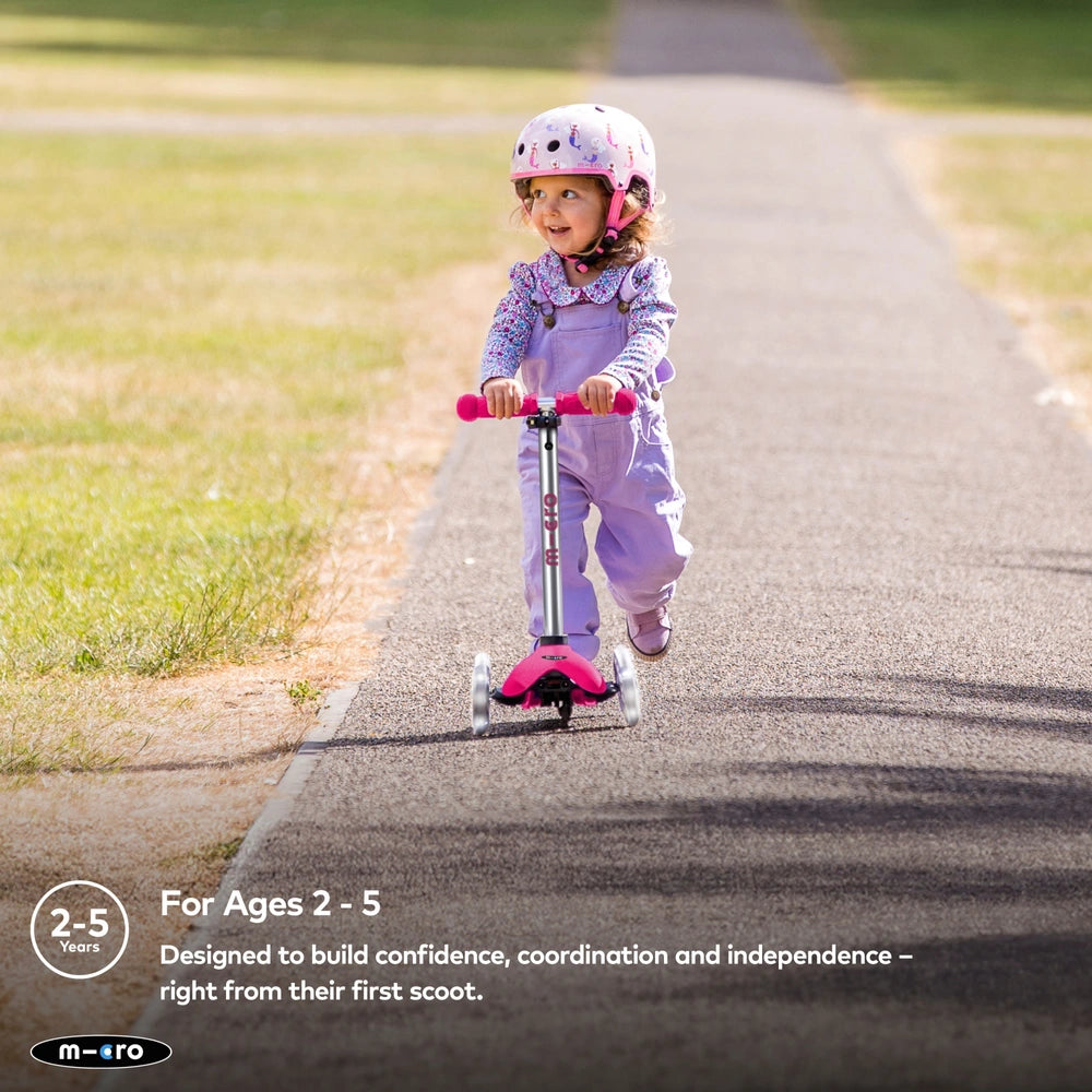 Micro Mini Duo 3 Wheel Scooter With Led Wheels Berry Pink