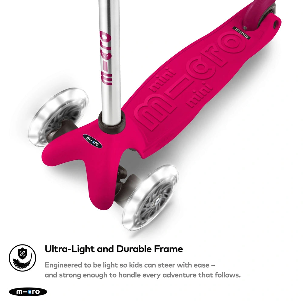 Micro Mini Duo 3 Wheel Scooter With Led Wheels Berry Pink