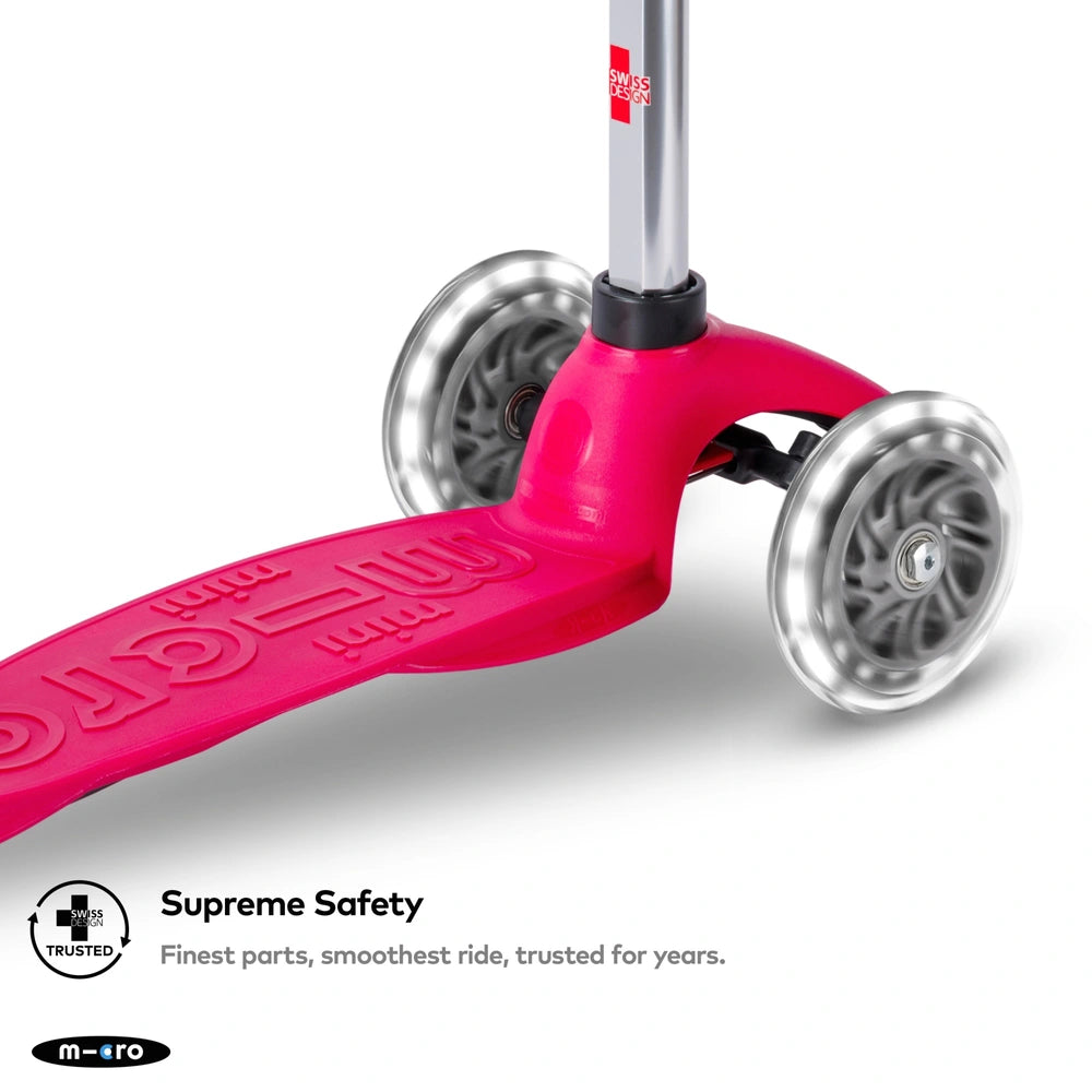 Micro Mini Duo 3 Wheel Scooter With Led Wheels Berry Pink