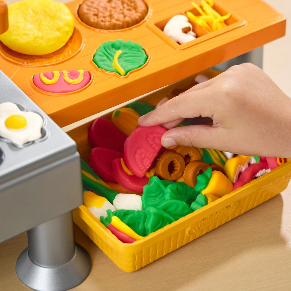 Play-Doh Super Sizzlin' Kitchen Playset Realistic Cooking Toy Sounds And 25+ Play Foods To Create