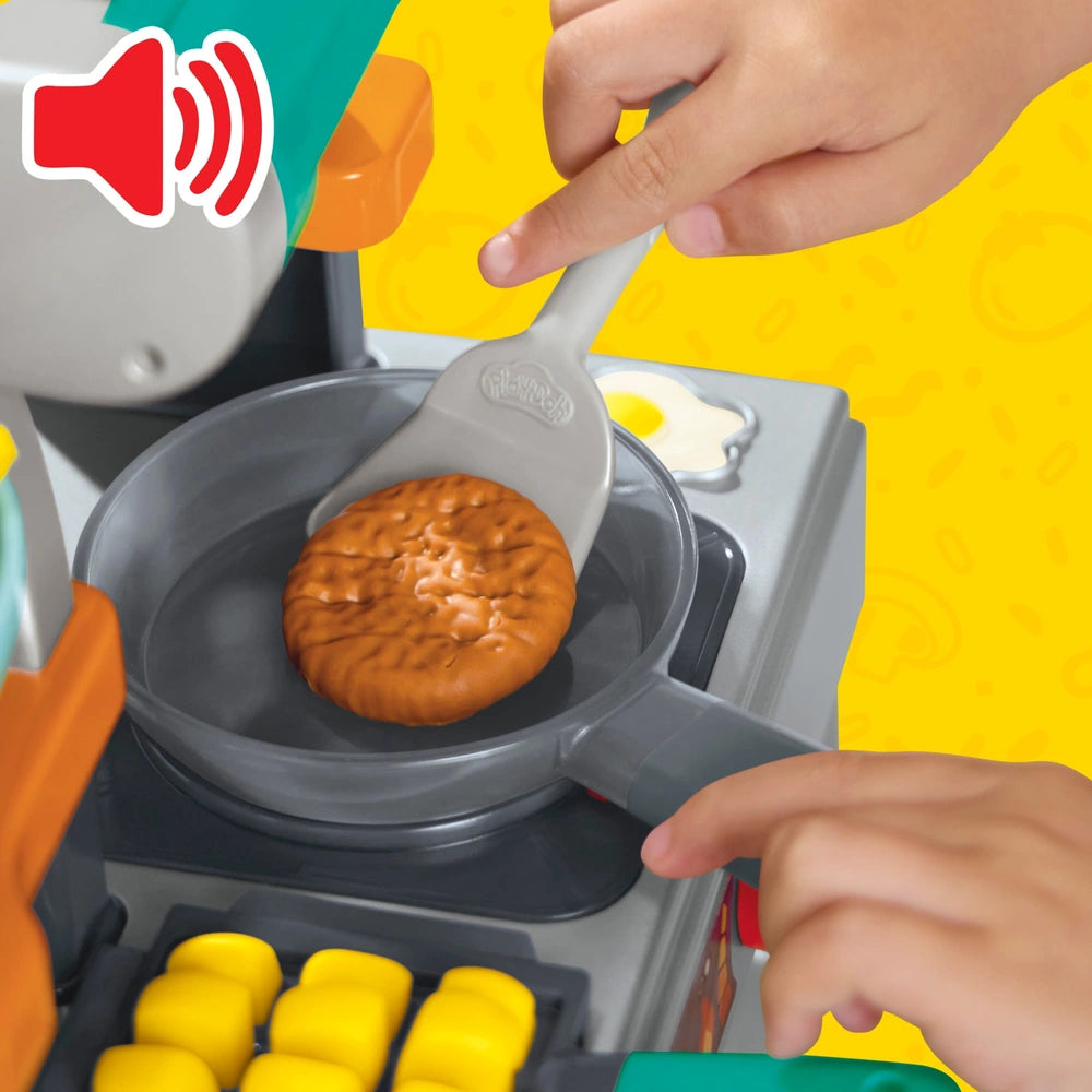 Play-Doh Super Sizzlin' Kitchen Playset Realistic Cooking Toy Sounds And 25+ Play Foods To Create