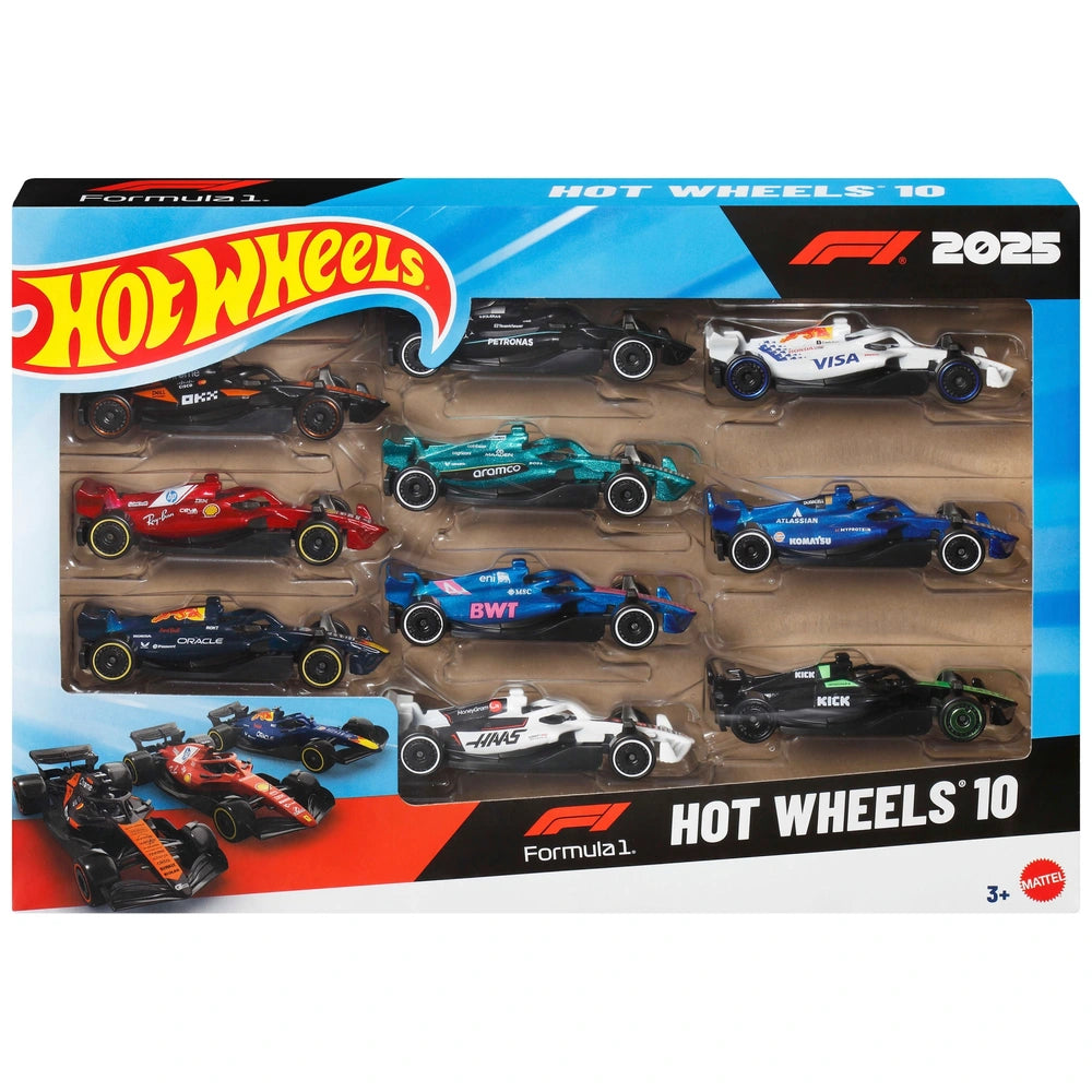 Hot Wheels Formula 1 1:64 Die-Cast Cars 10 Pack
