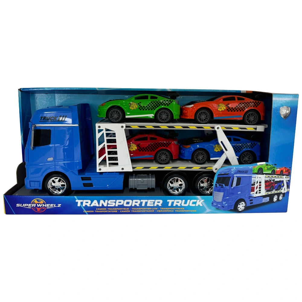 Super Wheelz Transporter Truck Set With 4 Cars