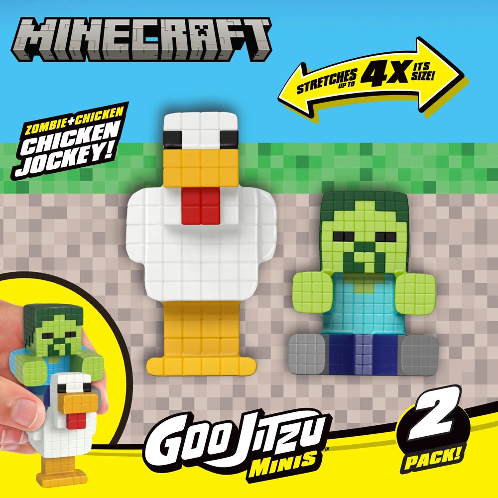 Goo Jit Zu Minis Minecraft Chicken Jockey Zombie & Chicken 2 Pack