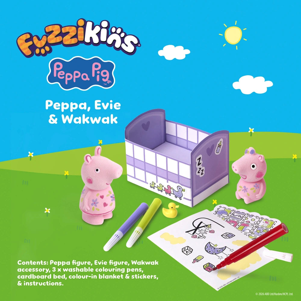 Fuzzikins Colour And Play Set Peppa Pig Peppa, Evie And Wakwak