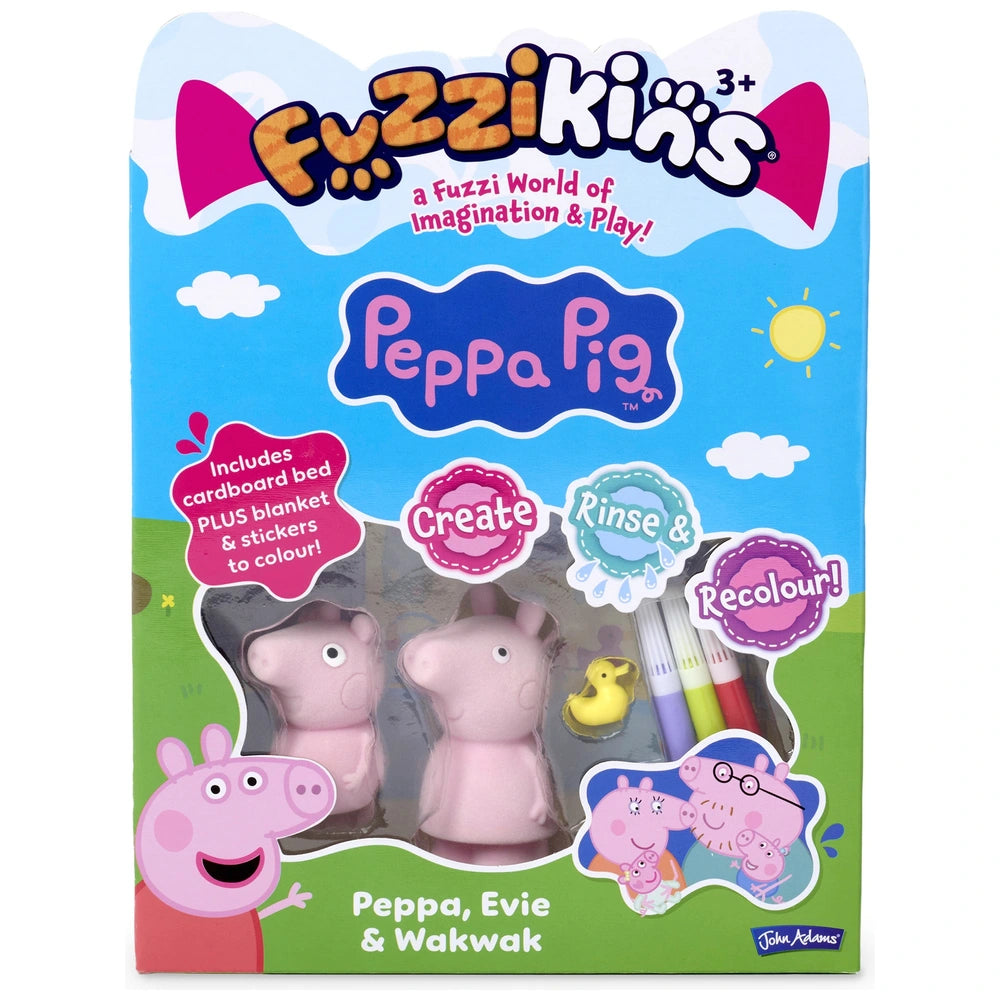 Fuzzikins Colour And Play Set Peppa Pig Peppa, Evie And Wakwak