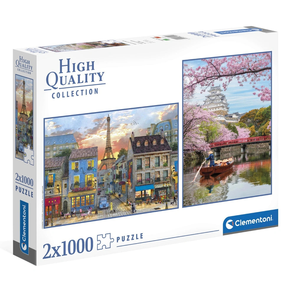 Clementoni Himeji Castle & Streets Of Paris Jigsaw Puzzle 1000 Pieces 2 Pack
