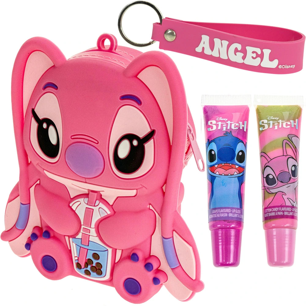 Disney Stitch Lip Gloss 2 Pack With Angel Keychain