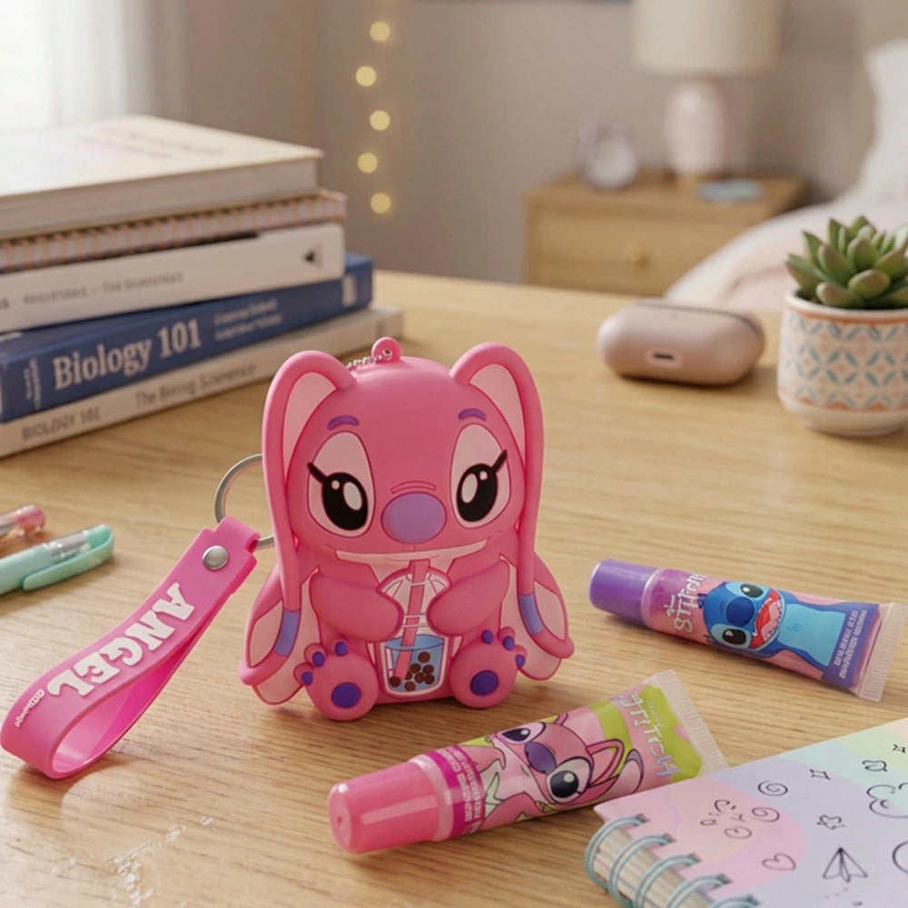Disney Stitch Lip Gloss 2 Pack With Angel Keychain