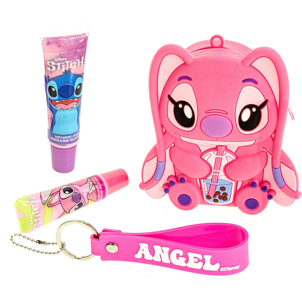 Disney Stitch Lip Gloss 2 Pack With Angel Keychain