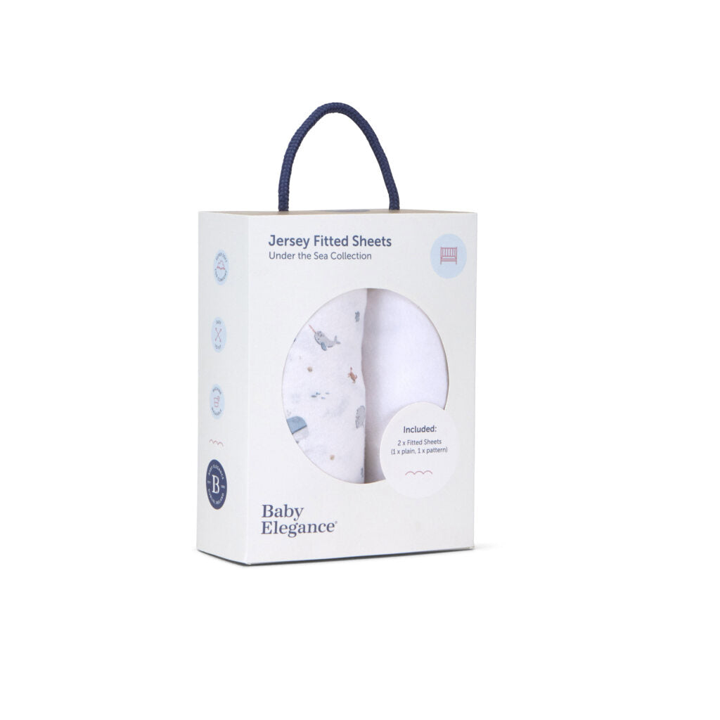 Baby Elegance Travel Cot Sheets Under The Sea - 70 X 100Cm - 2 Pack
